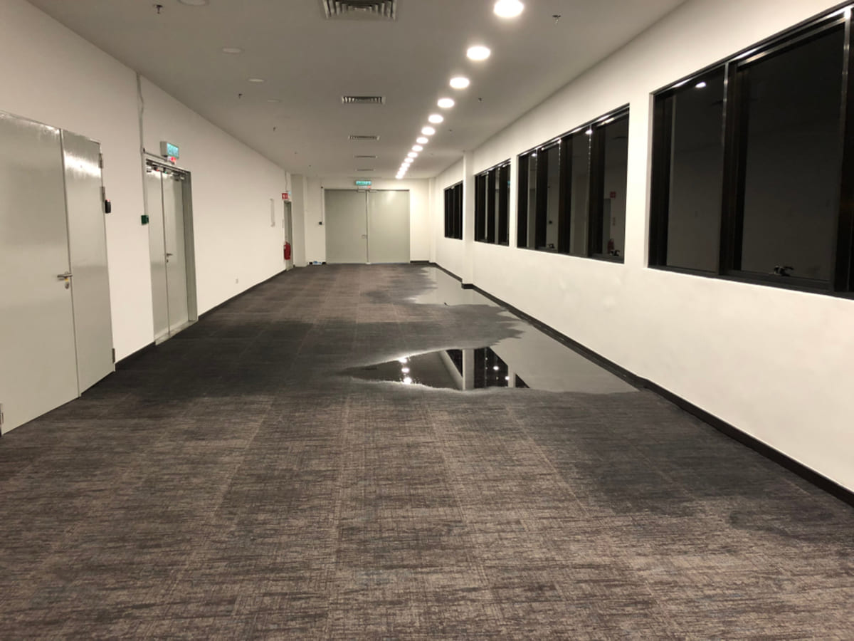 Water damage in a commercial building, the importance of emergency roof repair concept