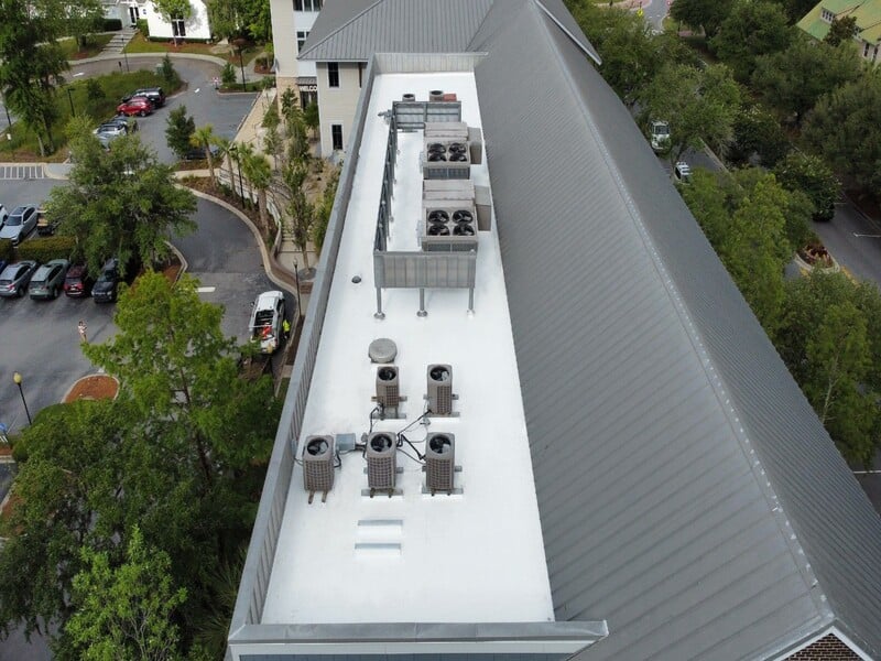 Firestone 60-mil TPO Roof Installation at Hill Construction in Daniel Island Top View